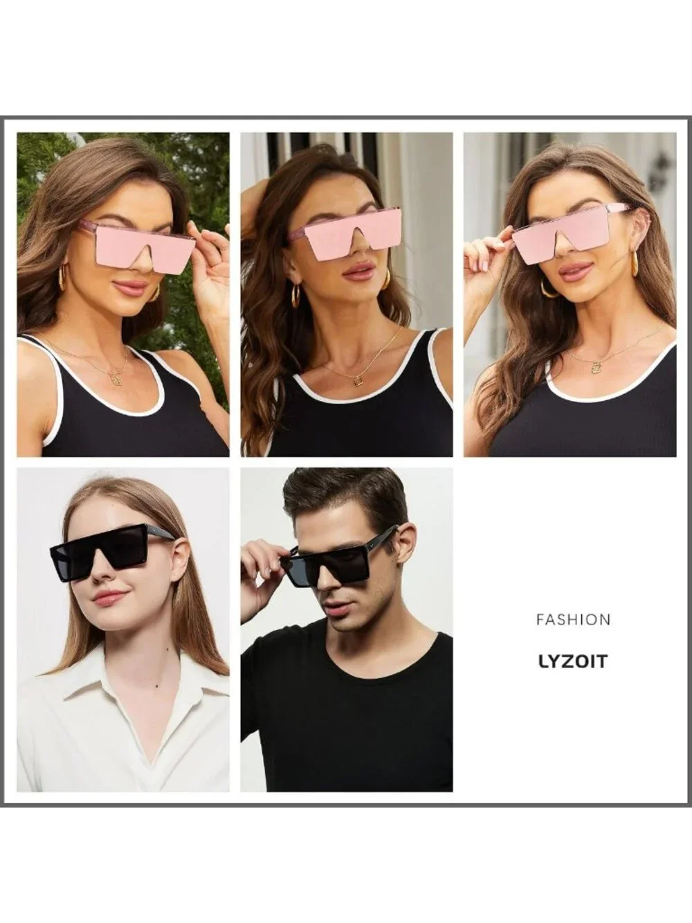 Oversized Square Sunglasses for Women & Men | Fashion Shield UV Protection